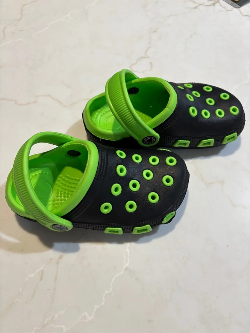 Kids Black and Neon Green Clog Sandals Toddler Size 10